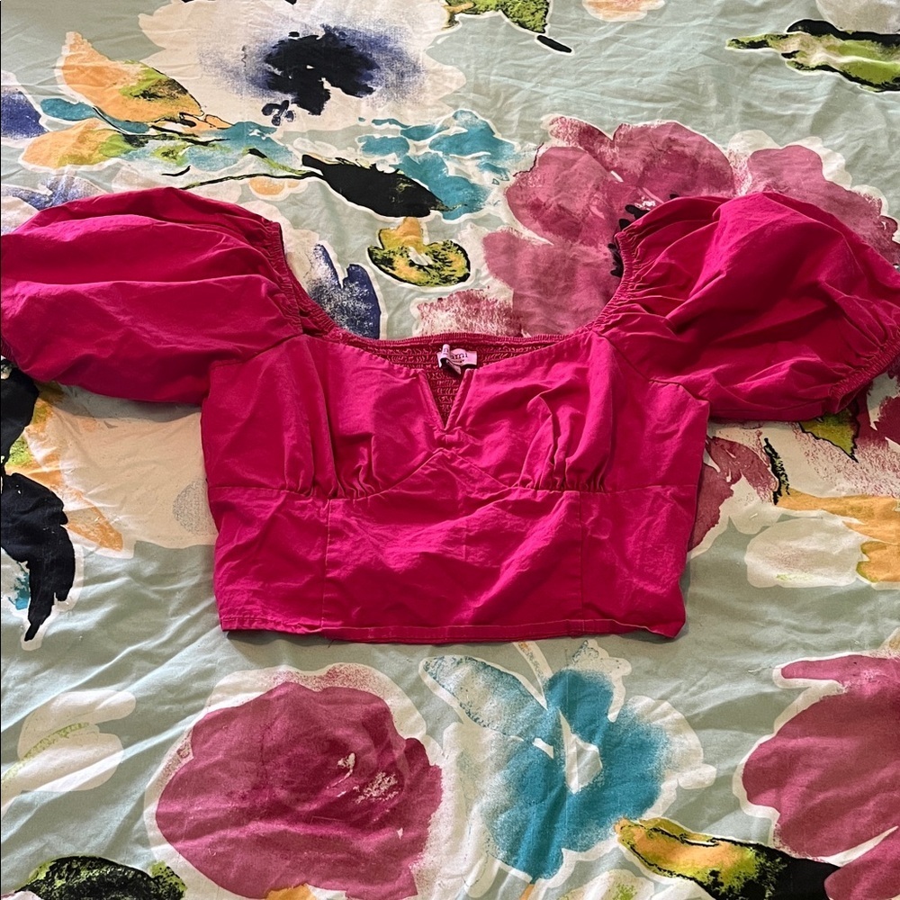 Balloon sleeved smocked back crop top